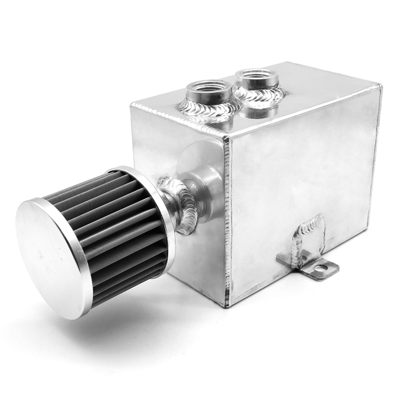 Oil Drain Tank - 2L Universal Auto Aluminium Ölauffangbehälter Silber