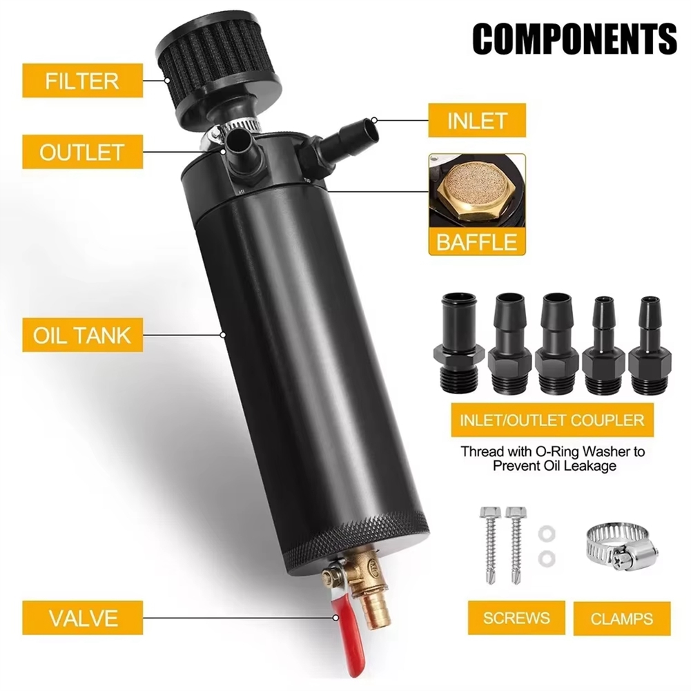 Oil Drain Tank - GOODT37C Universeller 2-Port Aluminium 750ml Ölauffangbehälter